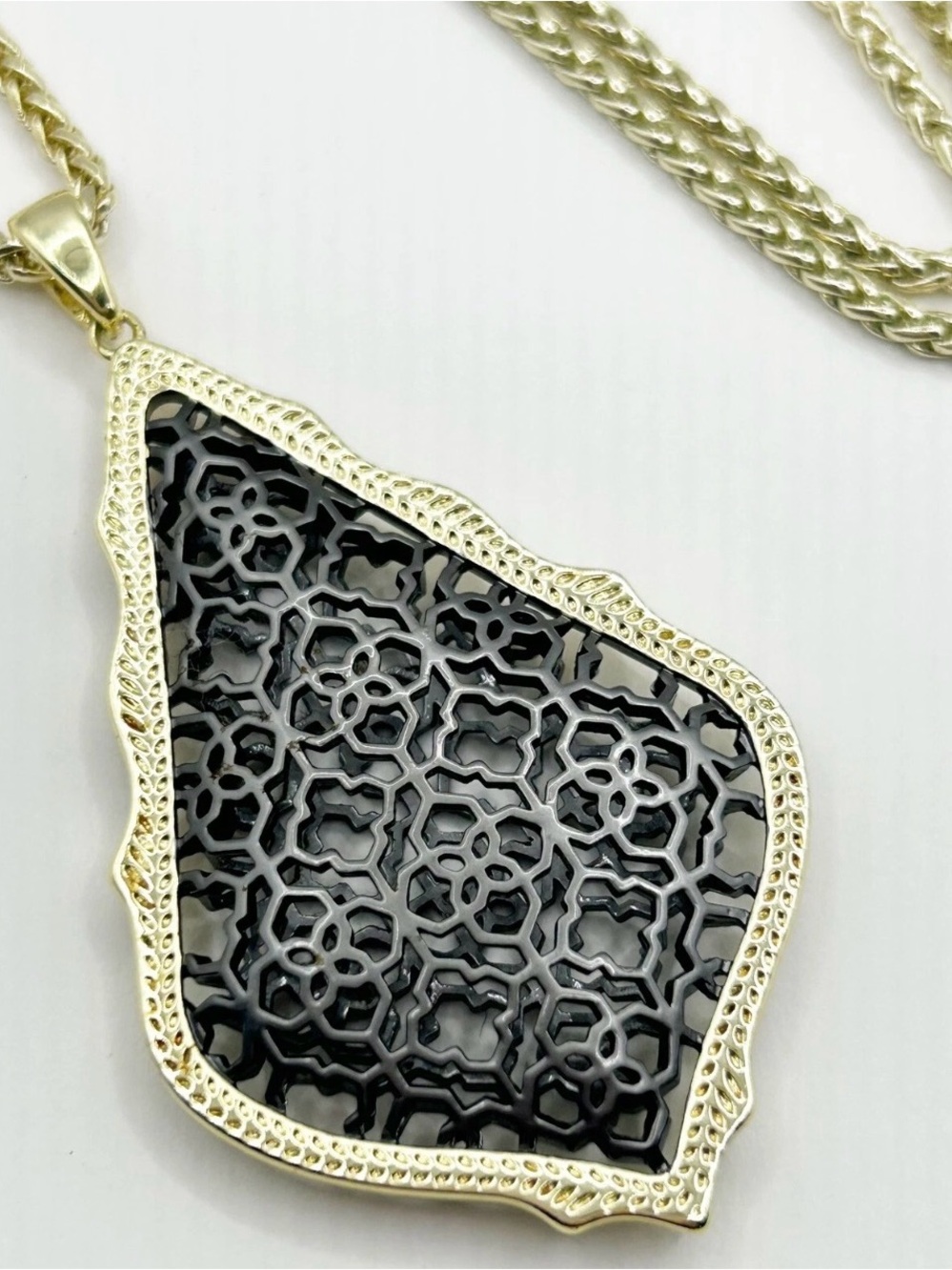 Kendra Scott Addie Drop Earrings and necklace set Gold, Gunmetal Filigree